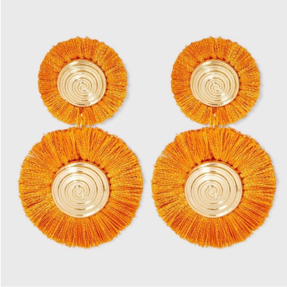 NWT SUGARFIX by BaubleBar Threaded Drop Earrings - Orange